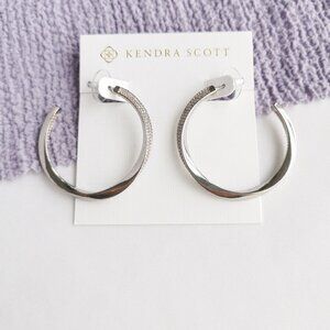 Kendra Scott Ella Silver Hoop Earrings White Crystal